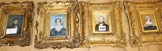 Victorian School Miniatures of ladies and gentleman largest 4 x 3in